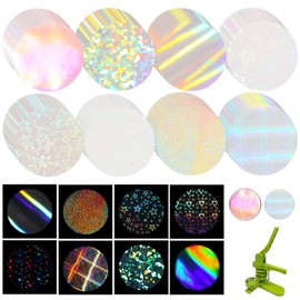 200Pcs Holographic Badge Protective Film, 8 Styles Button Maker Supplies Glittering Film, Pre-Cut 70mm (2.76 Inch) Circles for 58mm Button Maker Machine, Buttons Making Supplies, Pin Makers Supplie
