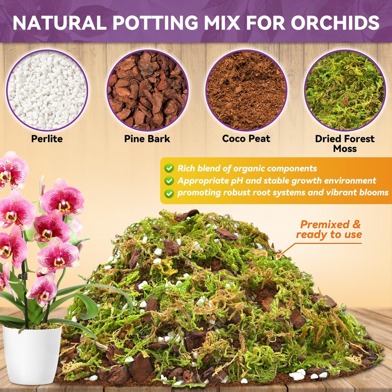 Riare 4QT Orchid Potting Mix for Repotting- Orchid Repotting Kit