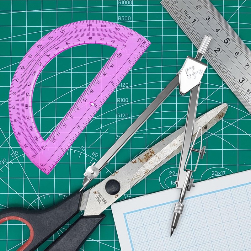 Tdfronien Students Geometry Math Set, Drawing Compass and 6 Inch