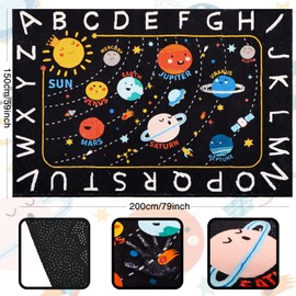 Outer Space Kids Rug,78.7"X59" ABC Alphabet Educational Kids Rugs for Playroom,Non Slip Solar System Galaxy Planets Playroom Rug,Washable Kids Area Rug Carpet for Classroom Bedroom Kids Room Decor