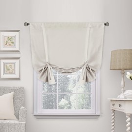 H.VERSAILTEX Blackout Tie Up Curtain Thermal Insulated Curtain Bathroom Curtain Ivory/Cream Tie Up Shade for Small Window (Rod Pocket Panel, 42 inches W x 45 inches L, Set of 1)