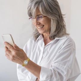 JewelryWe Women's Easy Reader Analog Watch Gold/Silver Plated Elastic Band Wristwatch, for Xmas Christmas