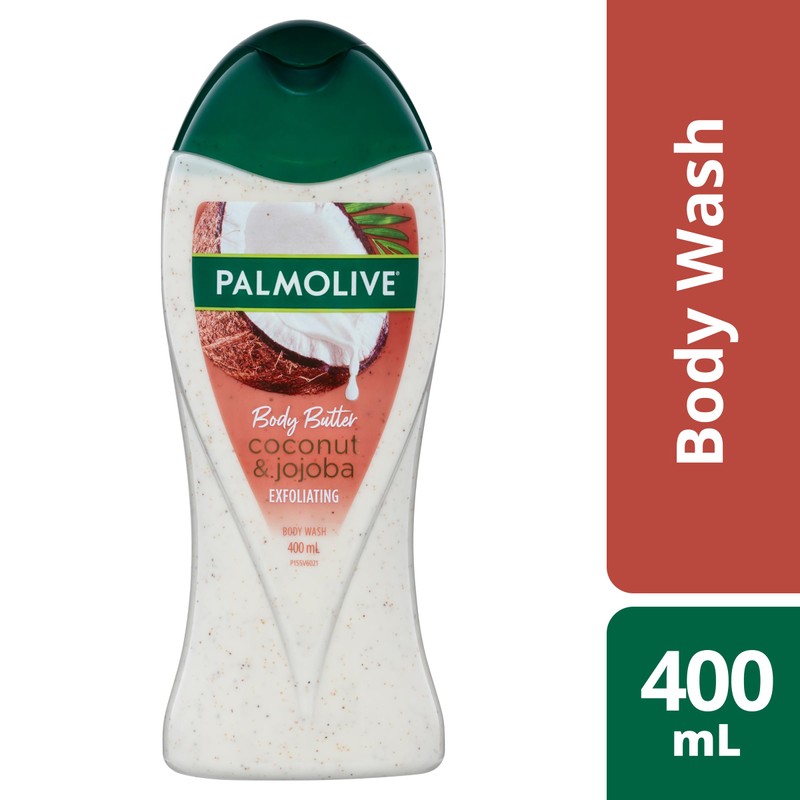 Palmolive Body Butter Coconut & Jojoba Body Wash, 400mL, Exfoliating