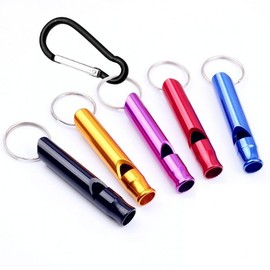 Loop-Type Self-Defense Brass Whistle Carabiner Keychain Red 20ea