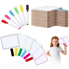 Henoyso 48 Pcs Dry Erase Answer Paddle with Markers Handheld Double Sided Paddles Colorful Flip Answer Dry Erase Paddles White Boards for Students Kids Score Boards Teacher (Rectangle Classic)