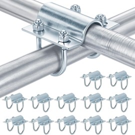 Blulu 12 Set U Bolt Cross Pipe Clamps for 1" OD, Carbon Steel Greenhouse Cross Grid Connector Post Clamps for Canopy Fittings, Chain Link Fence Brackets, Mast Mounting