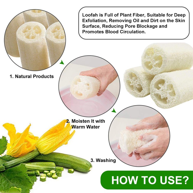 6 Pieces Loofah Sponge, Natural Loofah Cucumber Sponge Remove Dead