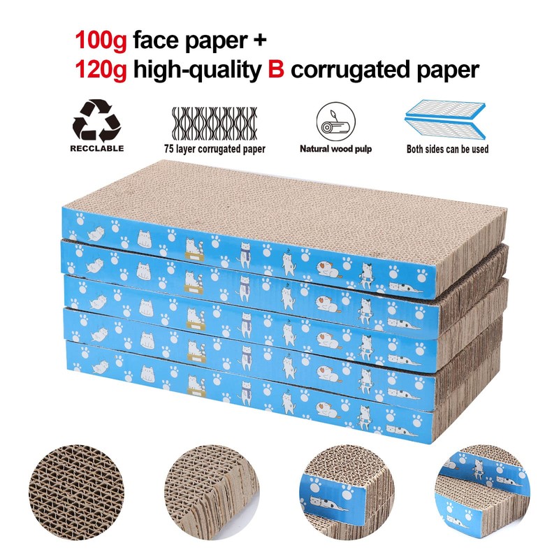 5 Packs in 1 Cat Scratch Pad, Cat Scratcher Cardboard,Reversible,Durable