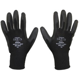 12 Pairs - POLYCO Matrix P Grip - Black PU Gloves Size 10 X Large Gardening Work Mechanic Builders PPE Grip