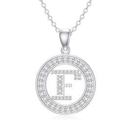 Molioaki Women's 925 Silver Necklace with Letter Pendant Letter Chain 45 + 5 cm Length Zircon Letter Alphabet Choker Chain Jewellery Gift for Women Valentine's Day Birthday, Cubic Zirconia