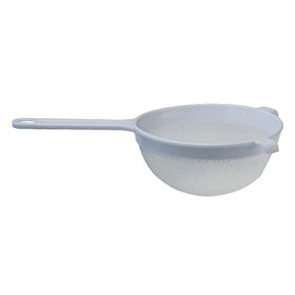 Cuisena Nylon Mesh Strainer - Heat-Resistant | Durable and Lightweight | Extra-Long Handle and Resting Hooks | Heat-Resistant Nylon Mesh Centre | Non-Reactive Material | White | 16 cm Diameter