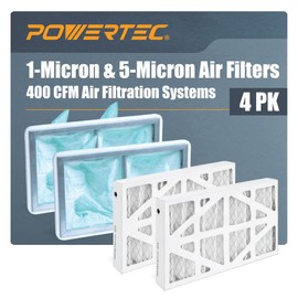 POWERTEC Inner & Outer Air Filters for WEN 3410, POWERTEC AF4000/AF4001, Shop Fox W1830 Air Filtration System, Replacement for WEN 90243-026-2, 90243-027-2 Woodworking Air Filters, 4PK (75065)