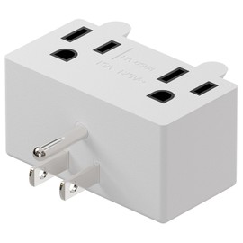 PA-0508W 90 Degree Right Angled USA Male-Female Power Adapter, 5-15P to 2 * 5-15R Direction Changer Space Save Adapter White