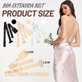 3 Pairs Low Back Bra Converter Bra Extenders 2 Hook, Invisible Bra Straps Bra Low Back Bra Extender Bra Strap Extender Low Back, Adjustable Dress Straps for Strapless Dress Black Beige White, 2 Hooks