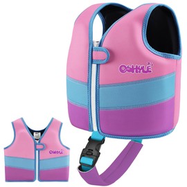 OSHYLE Kids Life Jacket - Boys Girls Neoprene Swimming Jacket Toddler Swimming Floating Neoprene Life Jacket for 1-9 Years (M(3-6), SS-PK)