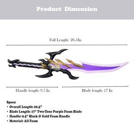 26.5’’ Medieval Fantasy S Leveling Antares Fangs Epilogue Foam Sword Dagger for Cosplay, Collection, Roleplaying, Prop, Costume, Christmas