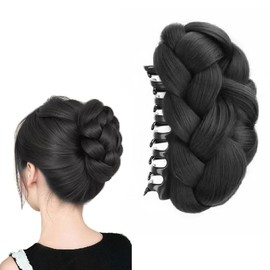 Xiaozuoyue Bun Wig, Hair Clip Type, Natural Feel, Hair Decoration, Fluffy Bun Wig (Black)