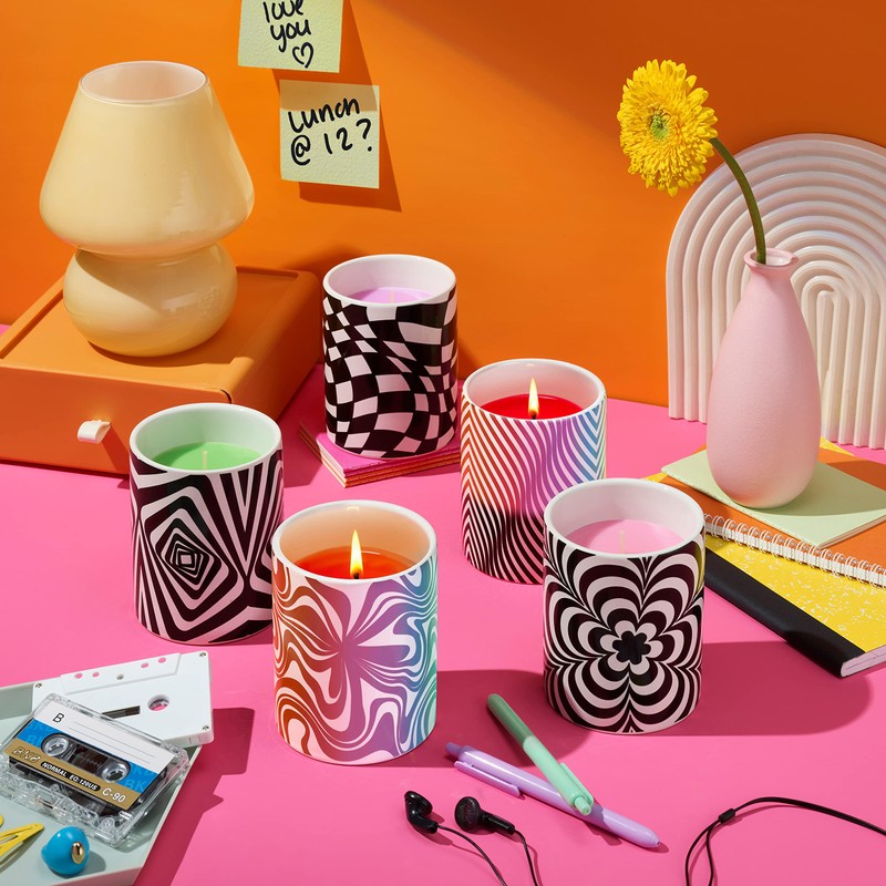 Glo Zone Slow Color-Changing Ceramic Scented Candle, 12 oz -