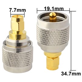 Boobrie SMA to PL259 Adapter SMA Male to UHF Male Coaxial Connector SMA to UHF Low Loss SMA to UHF Male Coax Adapter SMA to PL259 Adapter for Walkie Talkie Antennas Broadcast Radios WiFi Pack of 2
