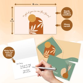 Decorably 24 Pack 6x4in Employee Appreciation Cards with Envelopes and Stickers, 6 Boho Designs Staff Appreciation Cards, Blank Inside - Work Anniversary, Promotion, Recognition