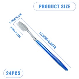 UILYNIU 24 Pieces Blue Handle Toothbrushes Individually Wrapped, Disposable Hotel Toothrush Multipack Toothrush for Travel, Bulk Soft Bristle Tooth Brush Manual for Hotel Camping Business Trip (24)