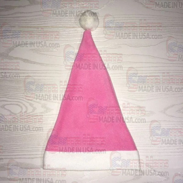 Custom Santa Hats 100% MADE IN USA Fleece Pink Santa