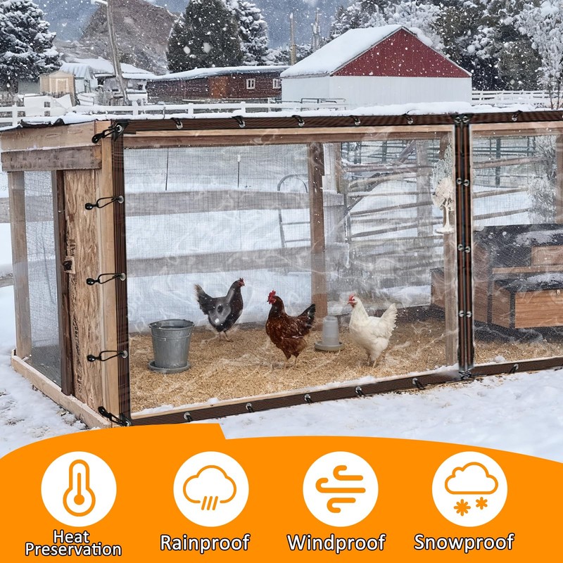 6.6 x 10FT Waterproof Chicken Coop Cover for Winter, Durable