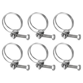 sourcing map 6Pcs Double Wire Hose Clamp, 30-34mm Adjustable Stainless Steel Wire Hose Clips with M6 Bolt for Dust Collection Hose, Pump Hose Pipe