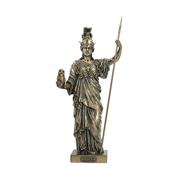 US 14.25" Athena - Greek Goddess of Wisdom and War Statue, Bronze Color