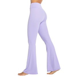 Sunzel Flare Leggings, Crossover Yoga Pants with Tummy Control, High Waisted and Wide Leg, No Front Seam Lilac Medium 34" Inseam