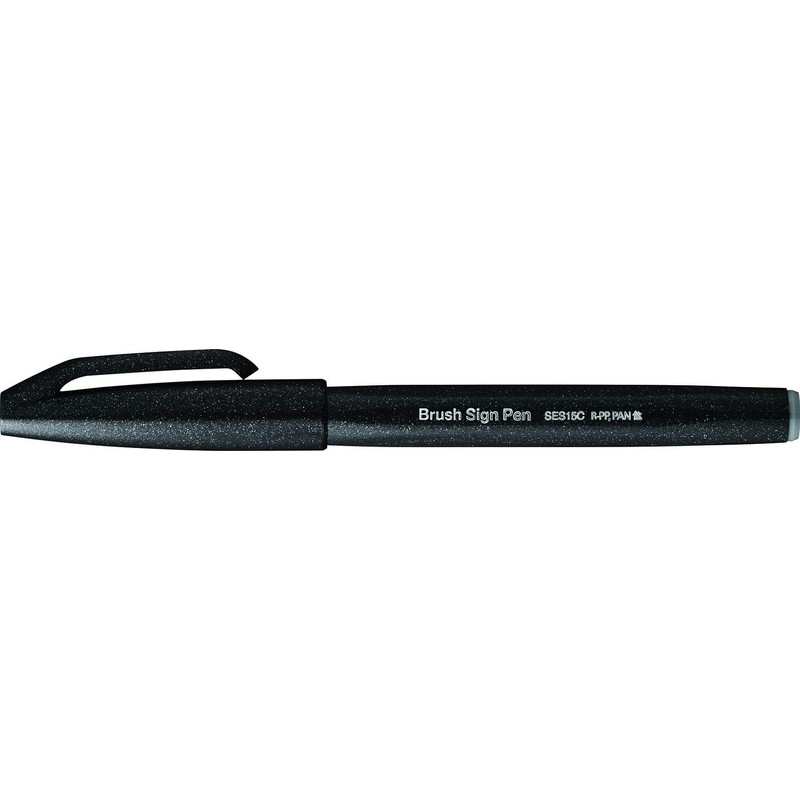 Pentel Arts Brush Sign Pen SES15C - Black (Pack of