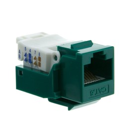 CableWholesale Cat6 Keystone Jack, Green, Toolless RJ45 Female (UTP) to 110 Punch Down Connector