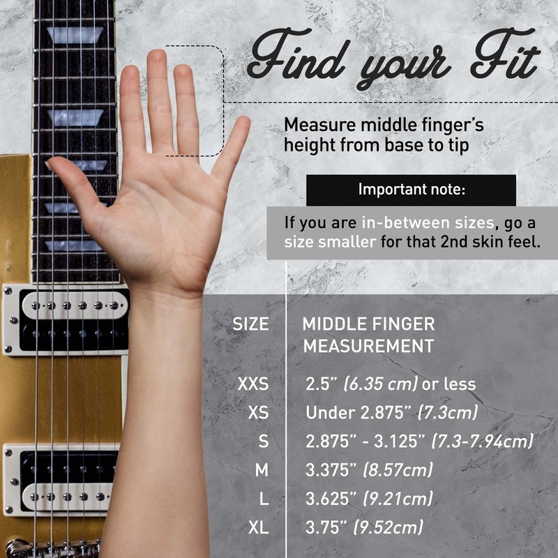 Guitar Glove, Bass Glove, Musician's Practice Glove -M- 2 Pack