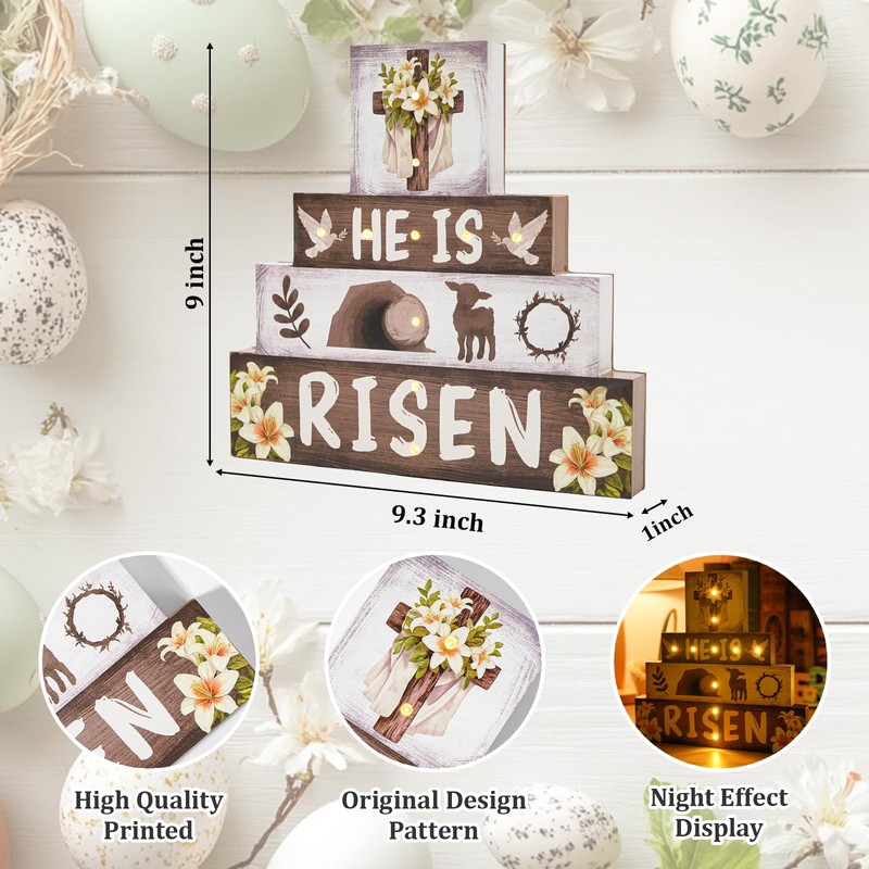 Religious Easter Decorations Indoor - Led Cross Christian Decor He