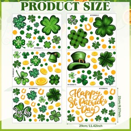 Fullhawl 130 Pcs / 6 Sheet St Patrick's Day Wall Stickers Shamrock Wall Decals for Irish Party Home Living Room Holiday Office Wall Party Supplies