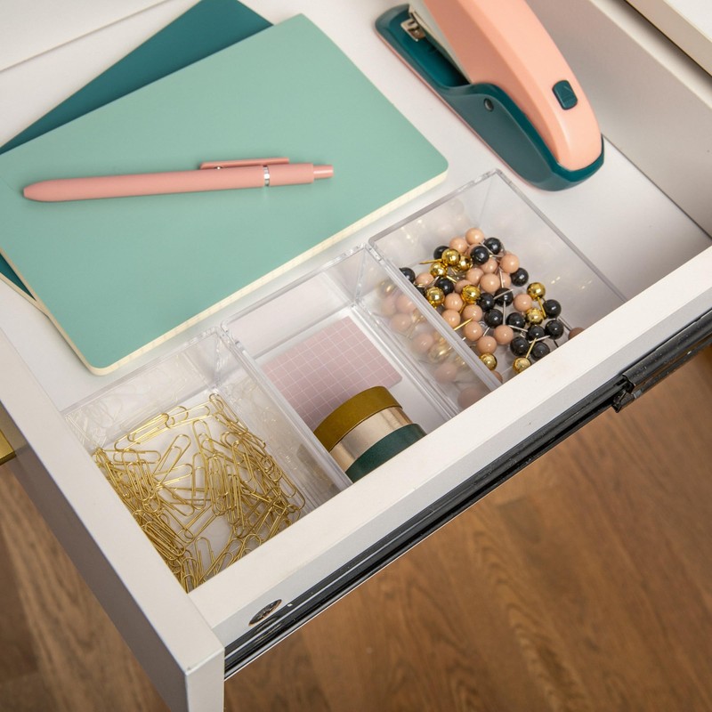 Martha Stewart Brody Desktop Storage Organizer, Stack and Slide Plastic