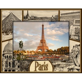 Saddle Mountain Souvenir Paris France Laser Engraved Wood Picture Frame Landscape (5 x 7)
