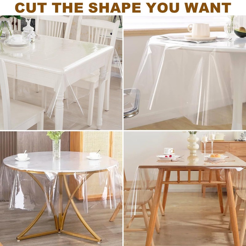 Transparent Table Film, 0.18 mm Thick, Transparent Tablecloth, Outdoor, Weatherproof,