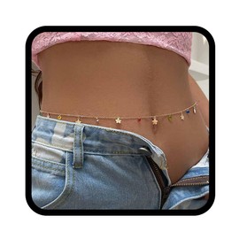 Zookey Boho Waist Chain Colorful Flower Belly Chain Summer Beach Body Chain Jewellery for Women and Girls