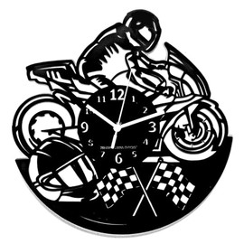 Instant Karma Clocks Racing wall clock with motorcyclist, sporty wall decoration for motorcycle fans and racing lovers