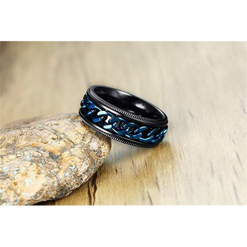 PAURO Men's Stainless Steel Europe America Blue Chain Rotatable Black