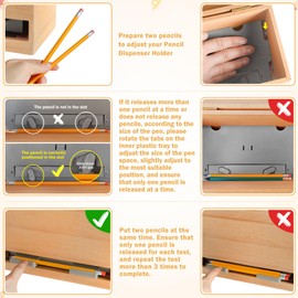 YEGEER Pencil Dispenser for Classroom, Wooden Pencil Holder for Desk, Classroom Teacher Must Have, Pencils Straws Organization & Storage for Classroom Office Kitchen Restaurant