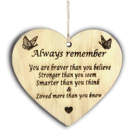 Pet-Jos Gift for her gift for him Always Remember Wooden Heart Plaque Gift for Your Best Friend Family Hanging Heart Wooden Sign Love Friendship Quote FBA