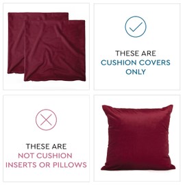 Encasa Homes Velvet Cushion Covers, Set of 2, 40 x 40 cm, Chestnut Brown, Plain, Soft and Smooth, Washable, Square, Large Scatter Cushion Covers for Couch, Sofa, Chair, Bed and Living Area