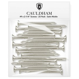 Cauldham Satin Nickel Wood Screws #9 x 2-1/4 Inch for Door Hinges - 25 Pack