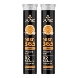 Auric Resp 365 Supplement 40 Tablets Natural Lung Cleanse & Detox with NAC (N-Acetyl L-Cysteine), Pushkarmool, Piper Longum & Licorice Extract