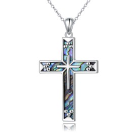 Cross Necklace S925 Religious Cross Pendant Abalone Shell Christian Jewelry