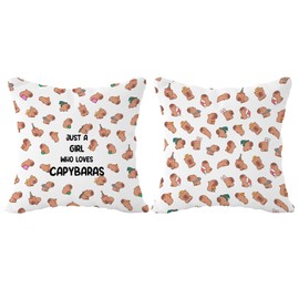 FLDAS Just a Girl Who Loves Capybaras Pillow Covers 18x18 Set of 2, Cute Capybara Decor Pillow Cases, Christmas Capybara Gifts Home Room Decor, Capybara Themed Pillows Decorative Throw Pillows Cover