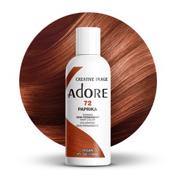 Adore Semi Permanent Hair Color - Vegan and Cruelty-Free Brown Hair Dye - 4 Fl Oz - 072 Paprika (Pack of 1)