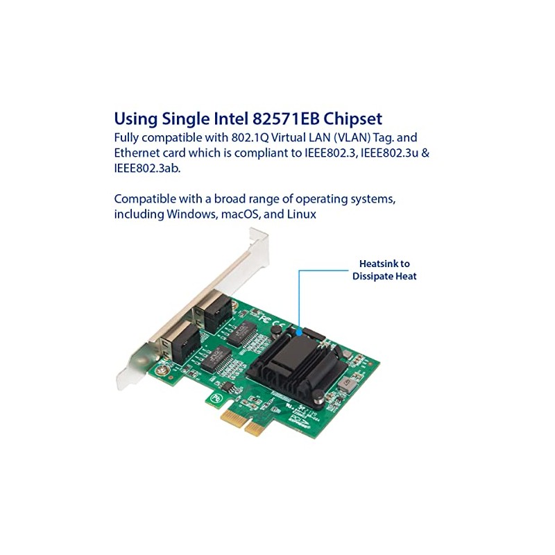 IO CREST Tarjeta de Red Gigabit Ethernet PCI-e x1 de